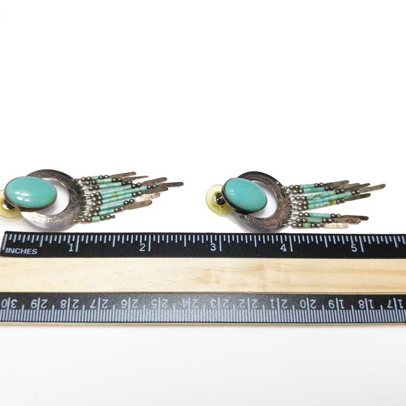 Vintage Q.T. Sterling Silver Earrings, Dangling Beads, 1980s Vintage Jewelry - Picture 8 of 10